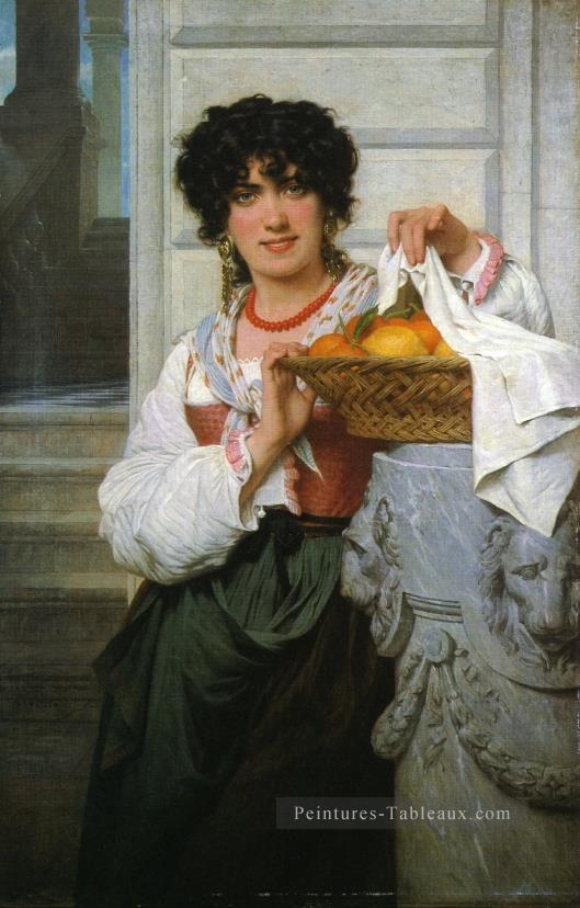 pisan Fille avec panier d’oranges et de citrons Classicisme académique Pierre Auguste Cot Peintures à l'huile